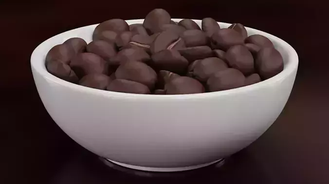 Coffee Beans in Bowl - Ceramic Dish with Roasted Arabica Seeds 3D model 2