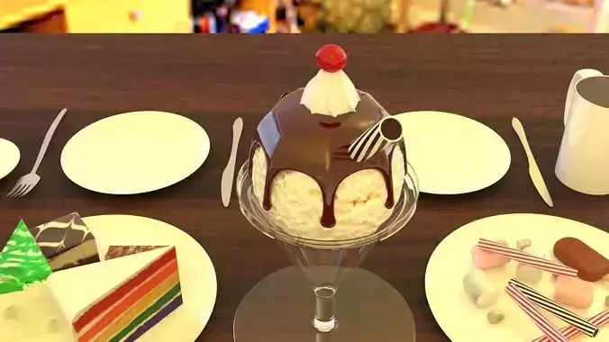 Dessert Party Table 3D model 5