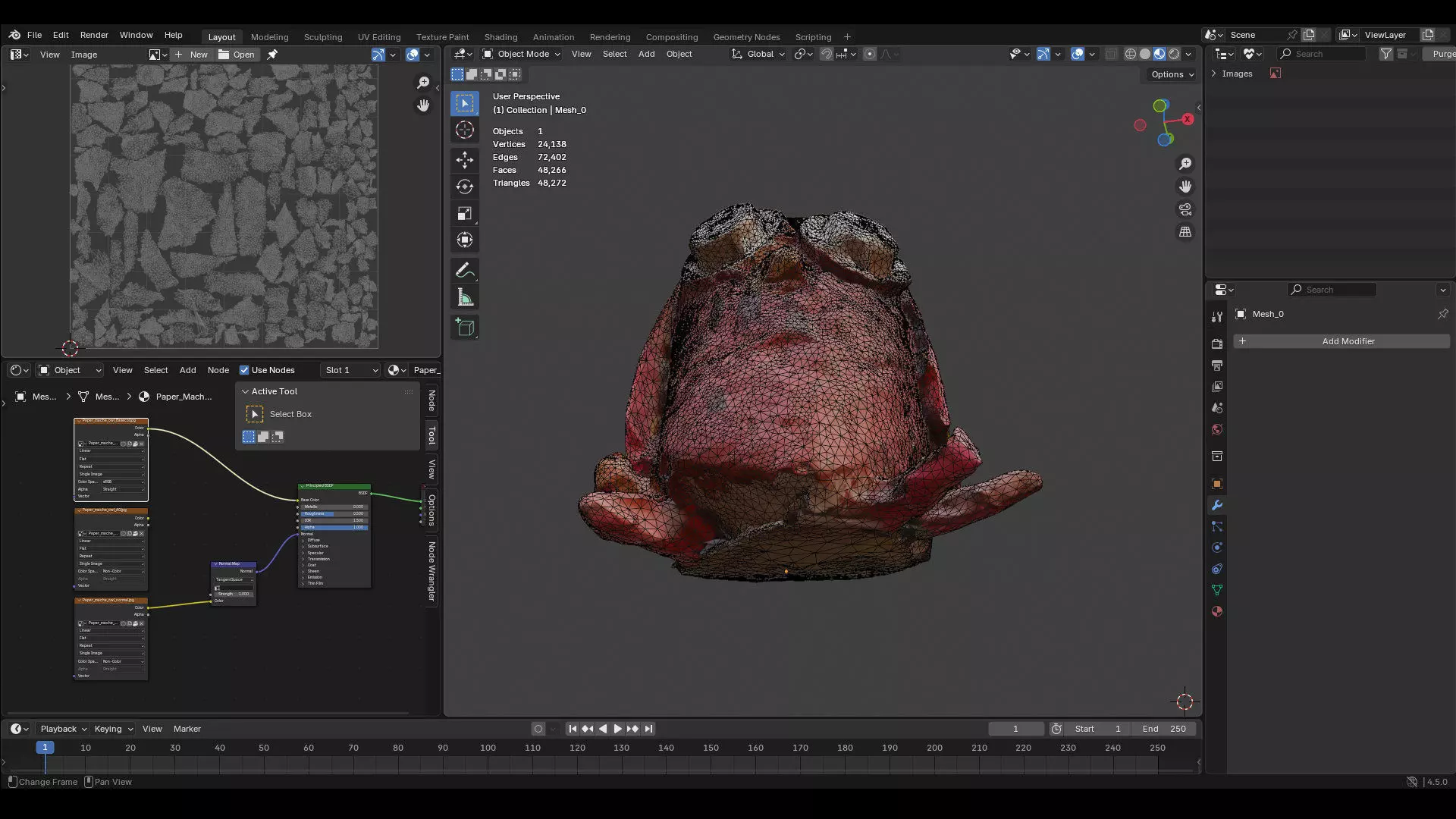 owl 3d Paper mache kids art and craft painted prop model 3D model_7