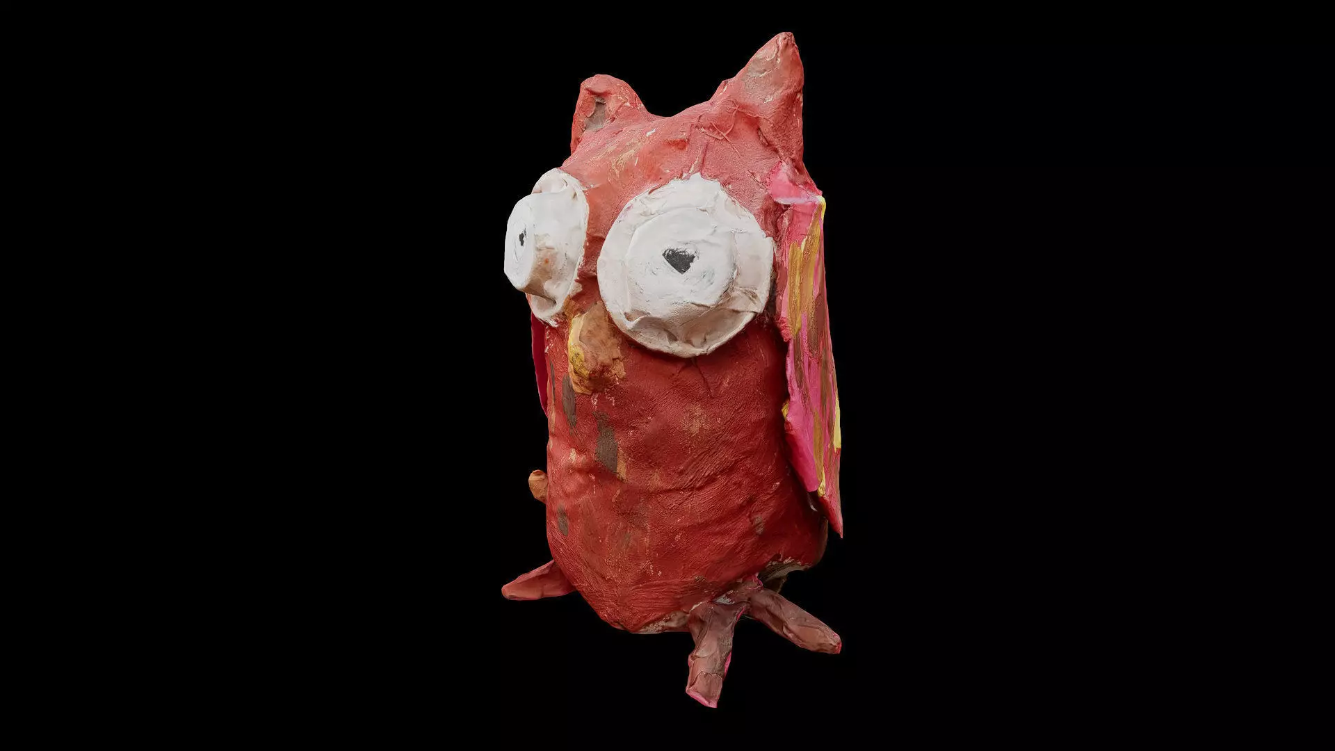 owl 3d Paper mache kids art and craft painted prop model 3D model_1