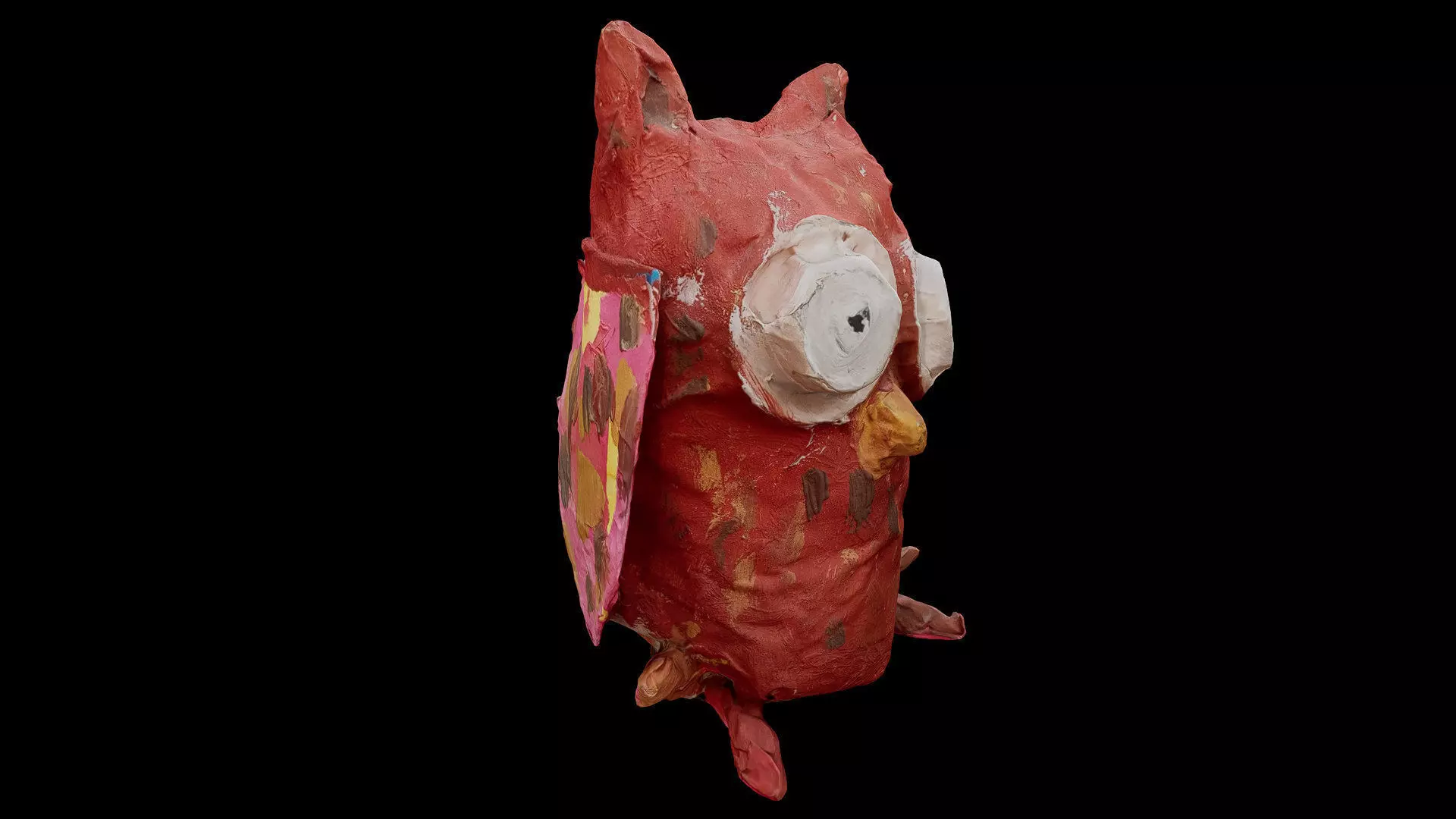 owl 3d Paper mache kids art and craft painted prop model 3D model_0