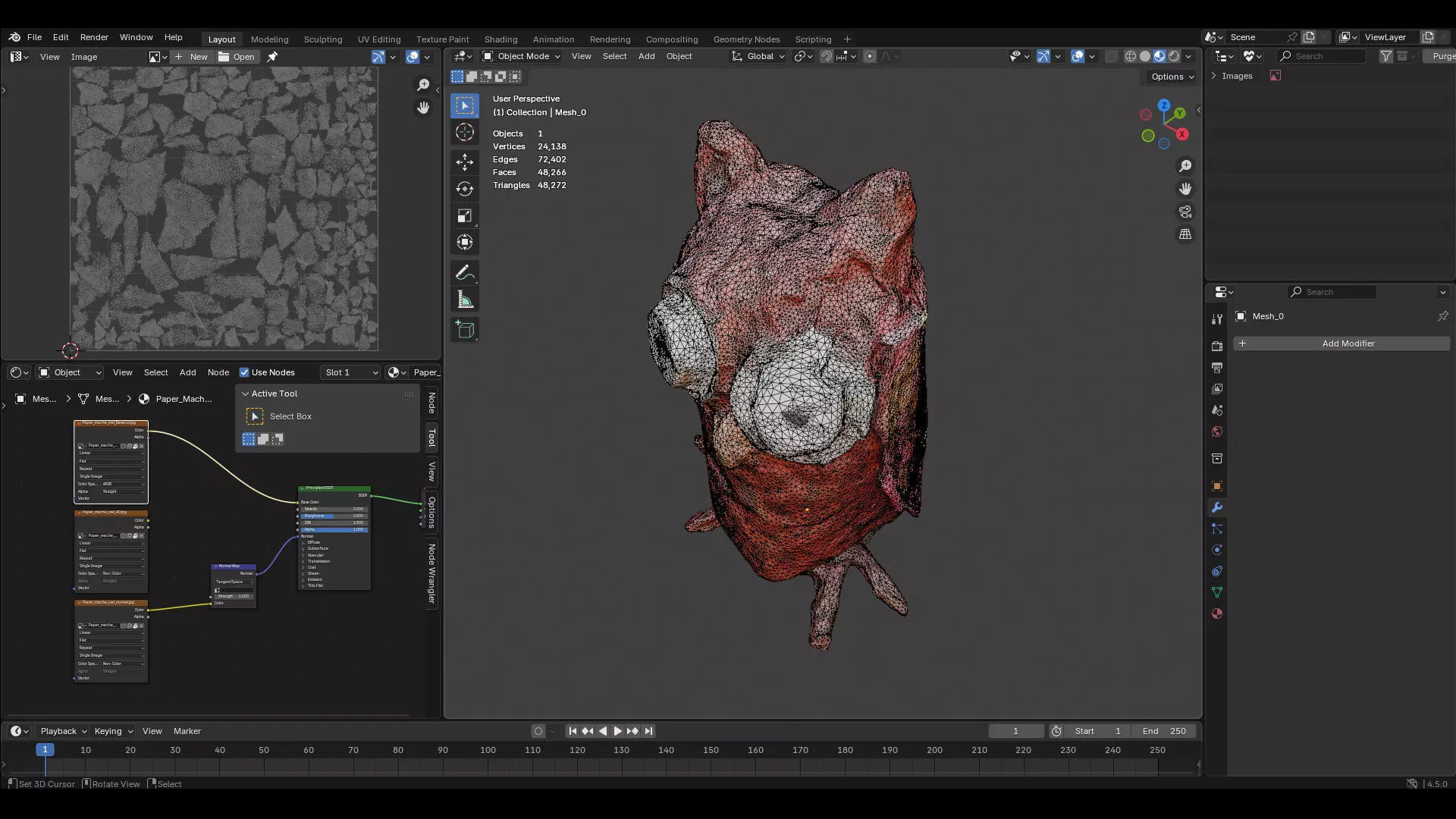 owl 3d Paper mache kids art and craft painted prop model 3D model_6