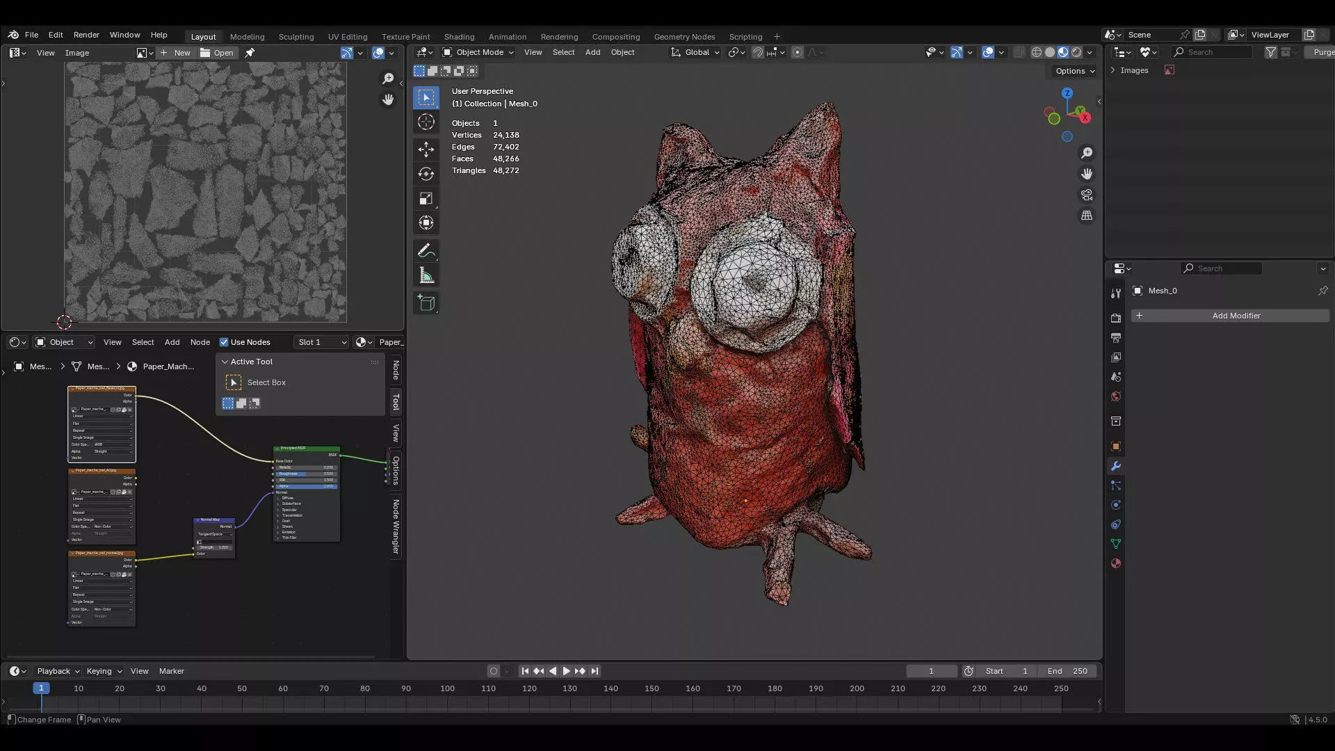 owl 3d Paper mache kids art and craft painted prop model 3D model_4