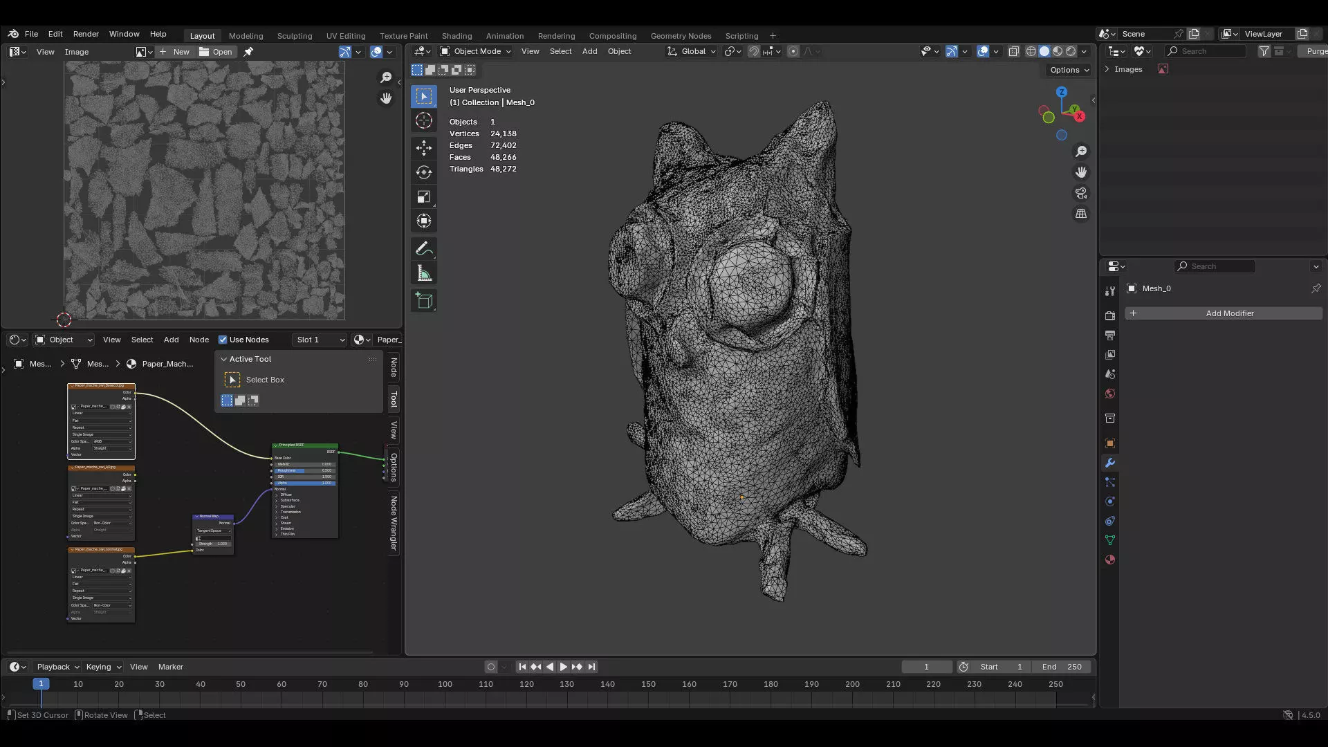 owl 3d Paper mache kids art and craft painted prop model 3D model_5