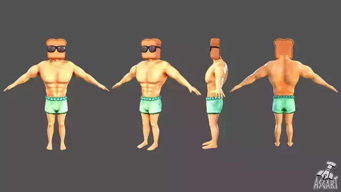 Tonny Toast - 3D Character - VRChat-Ready Avatar Low-poly 3D model 2