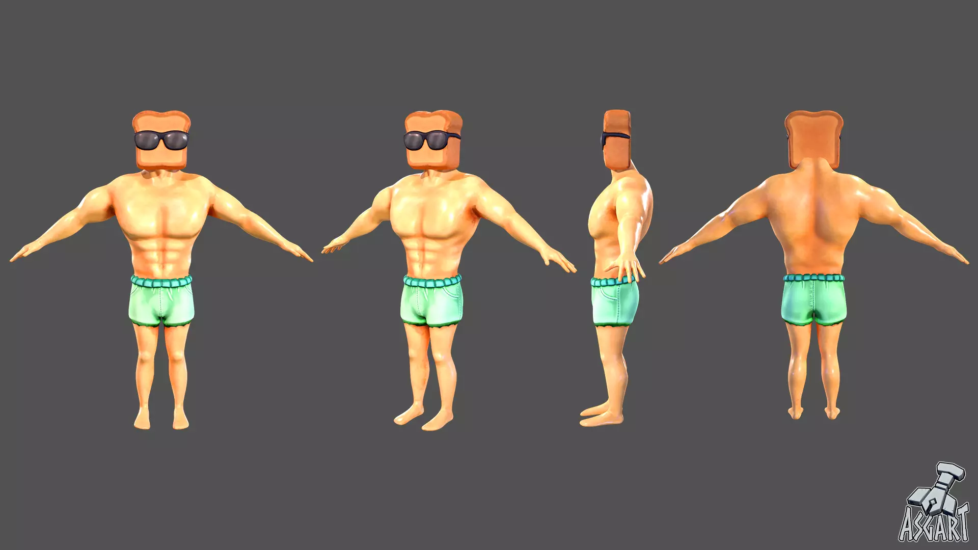 Tonny Toast - 3D Character - VRChat-Ready Avatar Low-poly 3D model_2