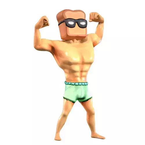 Tonny Toast - 3D Character - VRChat-Ready Avatar Low-poly 3D model 7