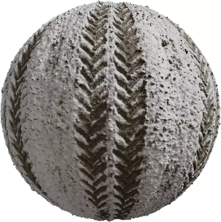 Snowy Dirt Road with Chevron Tire Tracks Texture