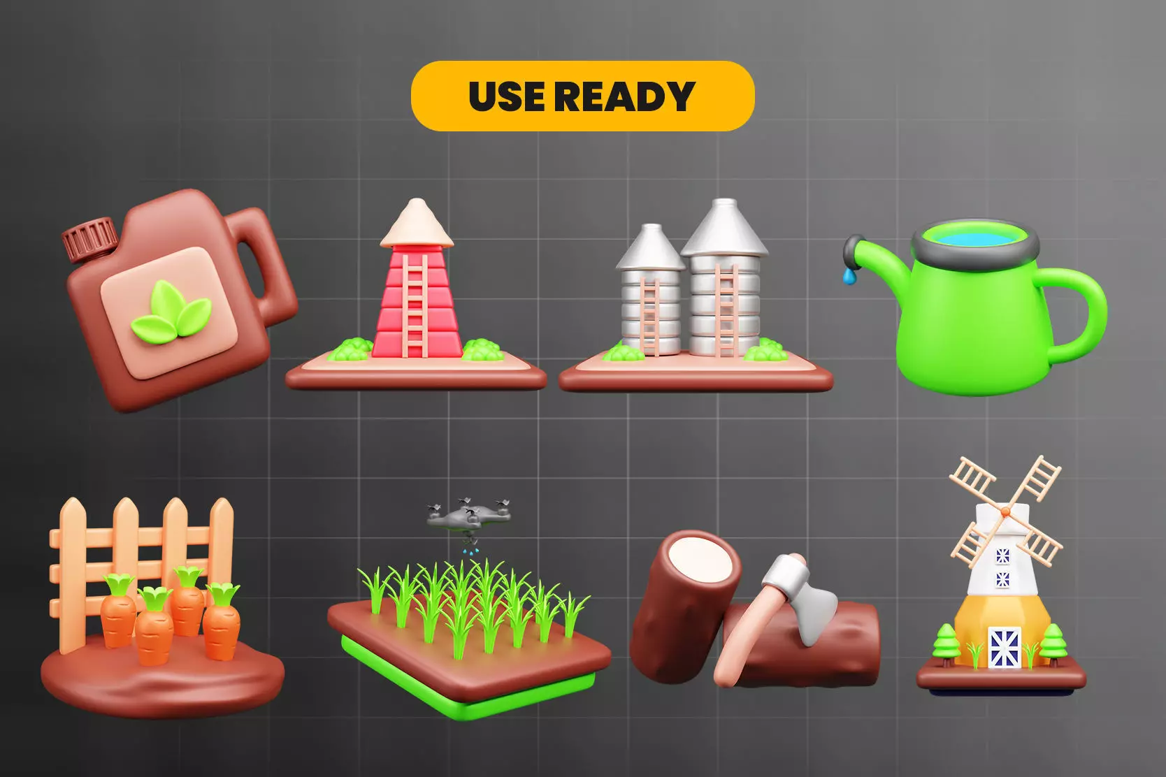 Firm Harvest and Agriculture 3D Icon Pack 3D model_3