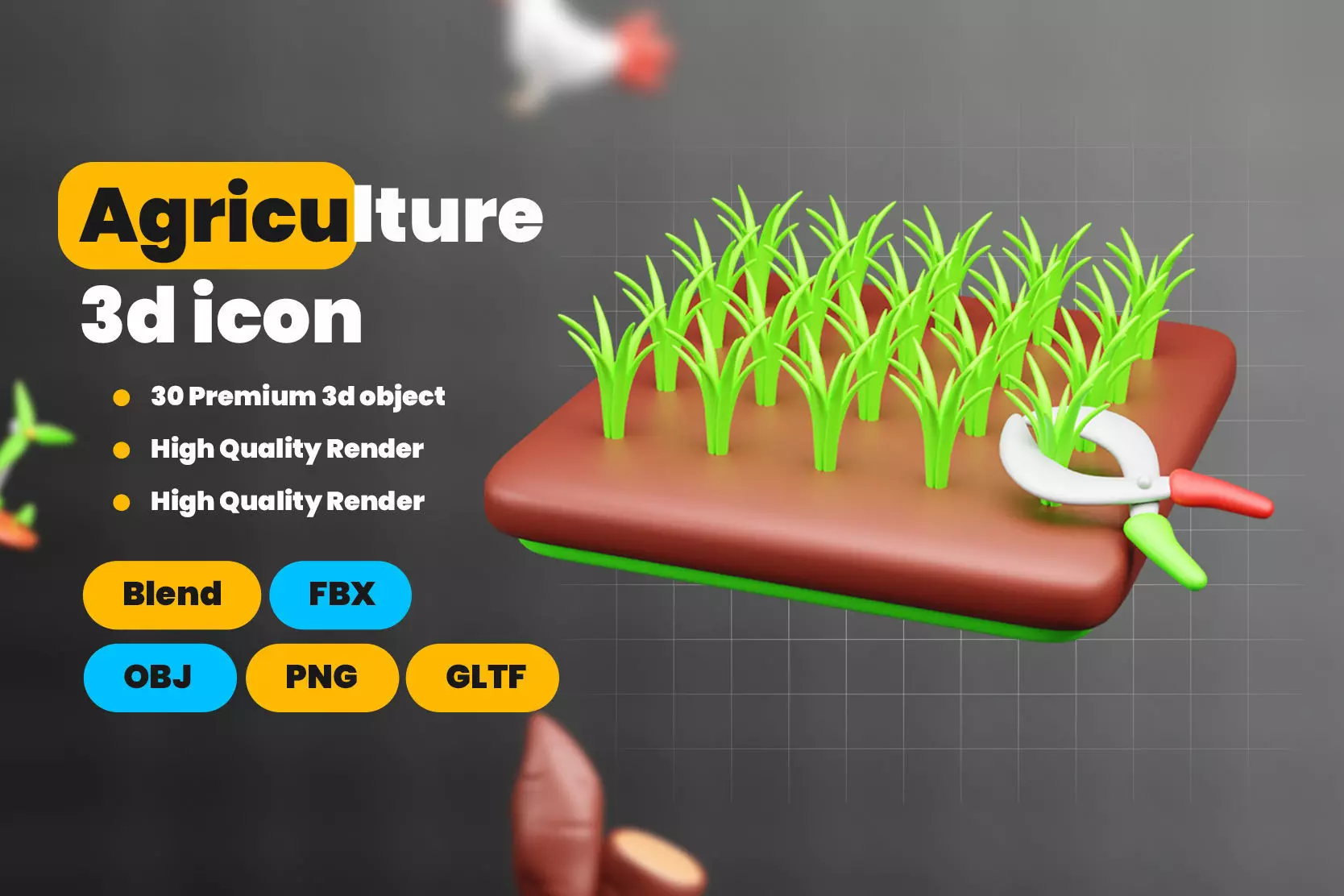 Firm Harvest and Agriculture 3D Icon Pack 3D model_1