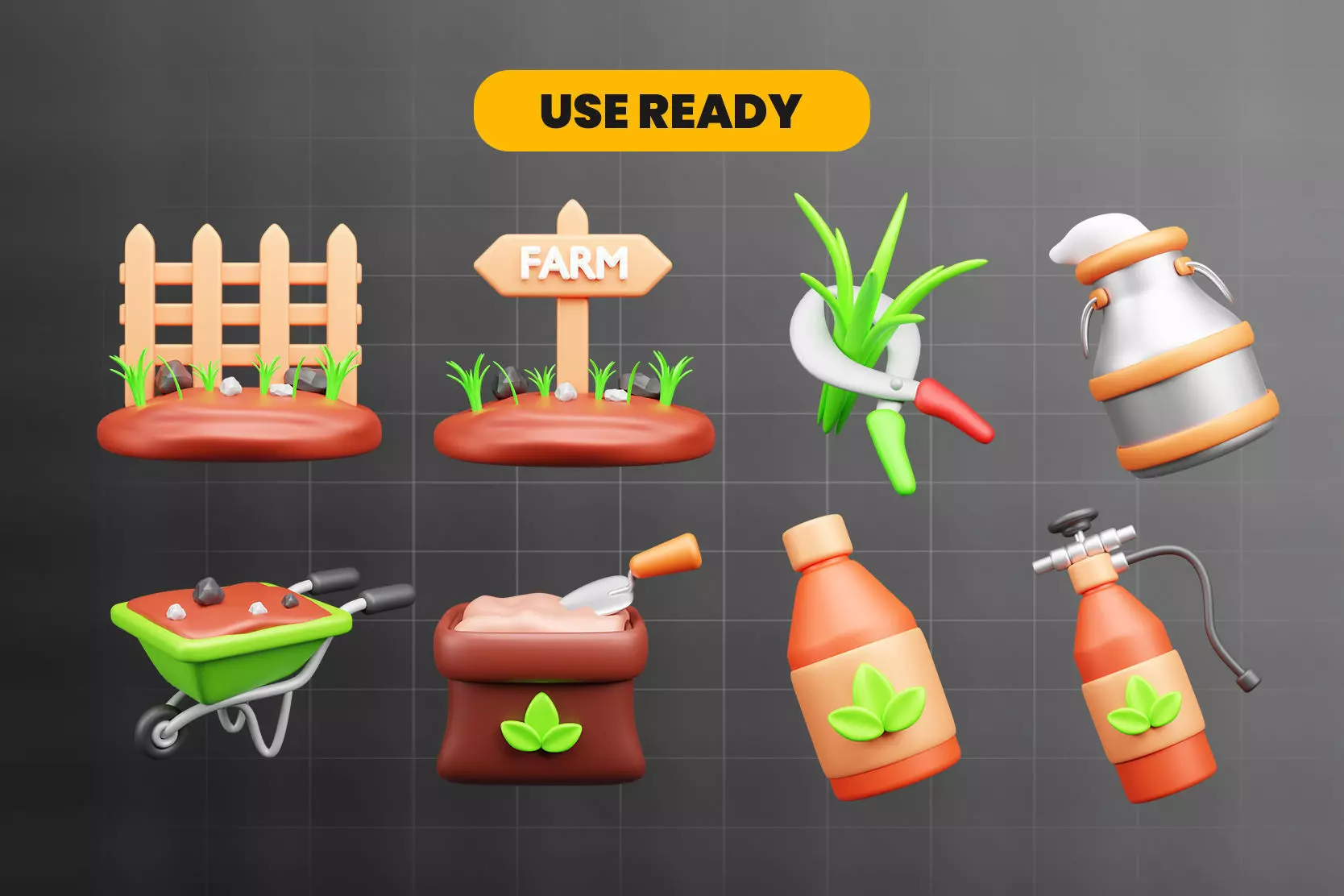 Firm Harvest and Agriculture 3D Icon Pack 3D model_2