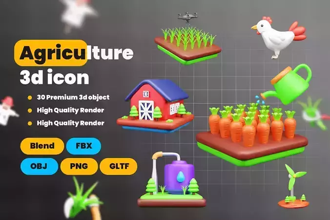 Firm Harvest and Agriculture 3D Icon Pack