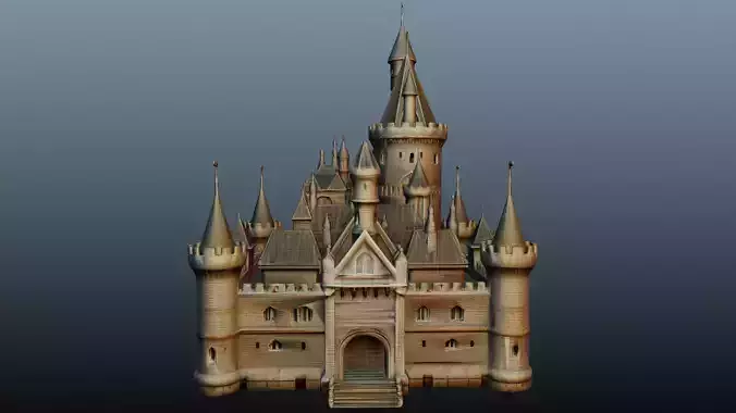 Fantasy stone medieval castle High-Poly