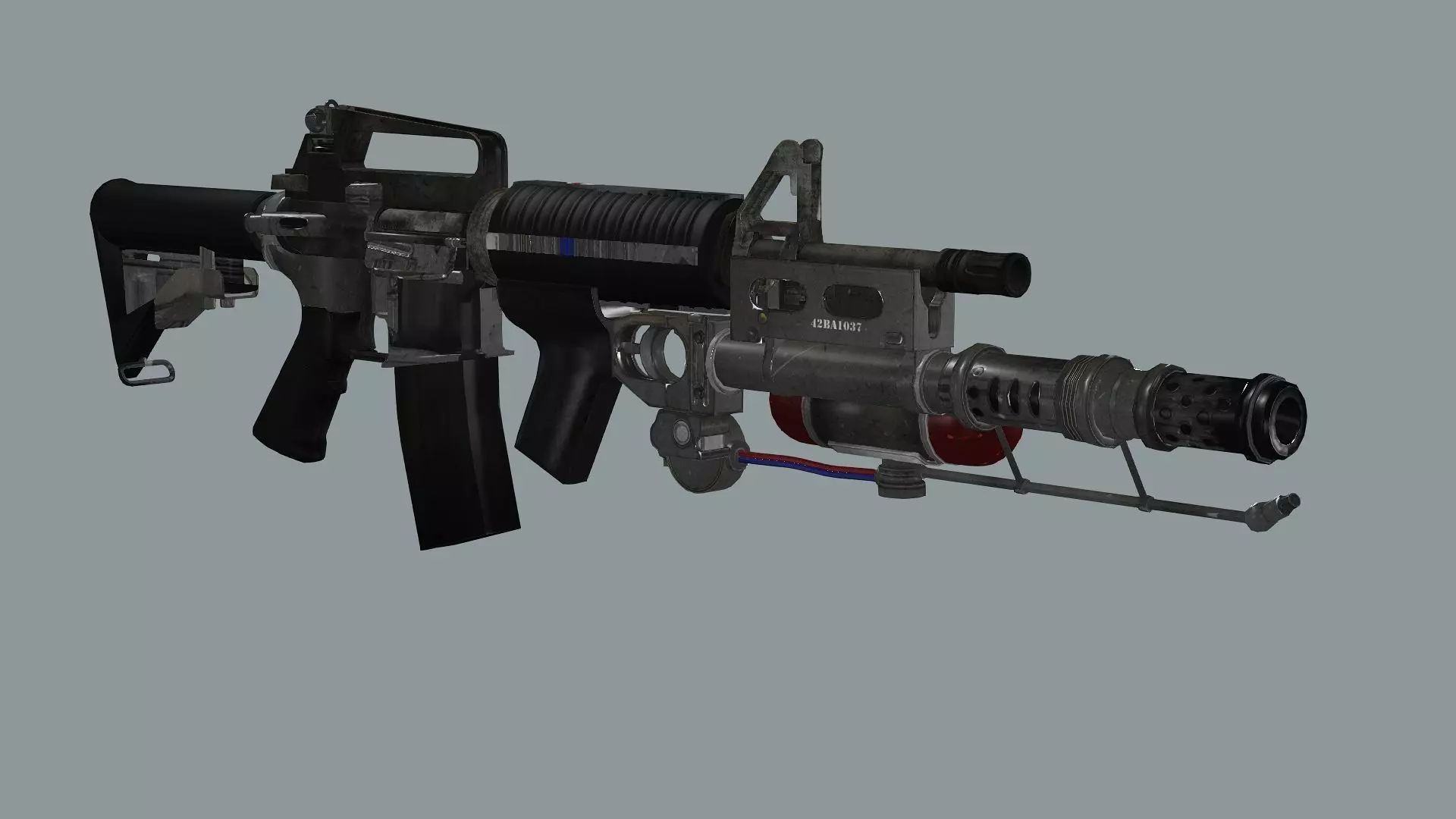 ARMA M4 Flamer Skeleton Mesh Low Poly 3D Model Low-poly 3D model_7