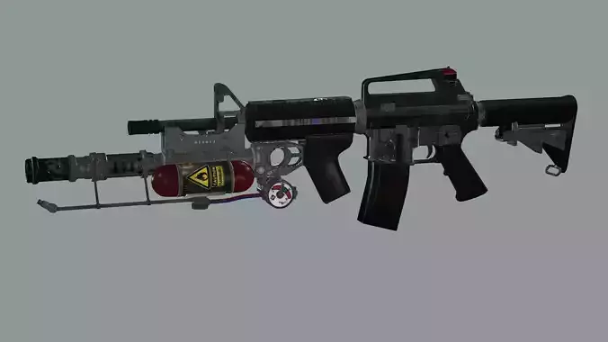 ARMA M4 Flamer Skeleton Mesh Low Poly 3D Model
