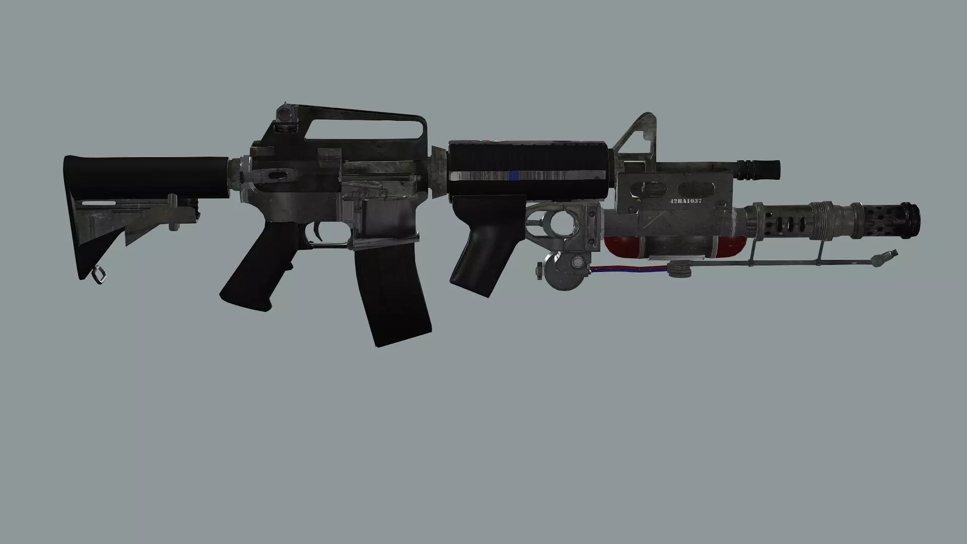 ARMA M4 Flamer Skeleton Mesh Low Poly 3D Model Low-poly 3D model_5
