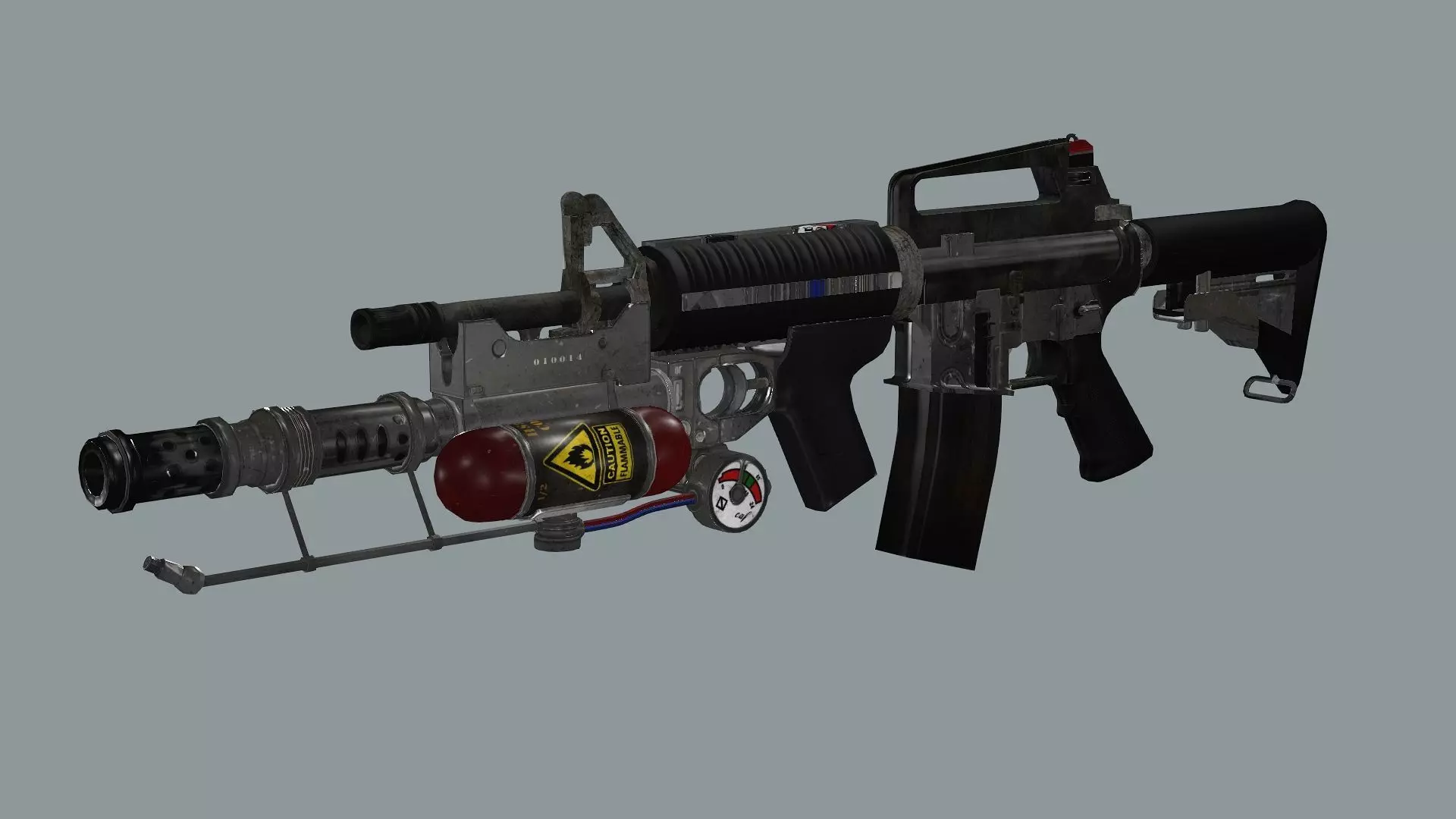 ARMA M4 Flamer Skeleton Mesh Low Poly 3D Model Low-poly 3D model_1