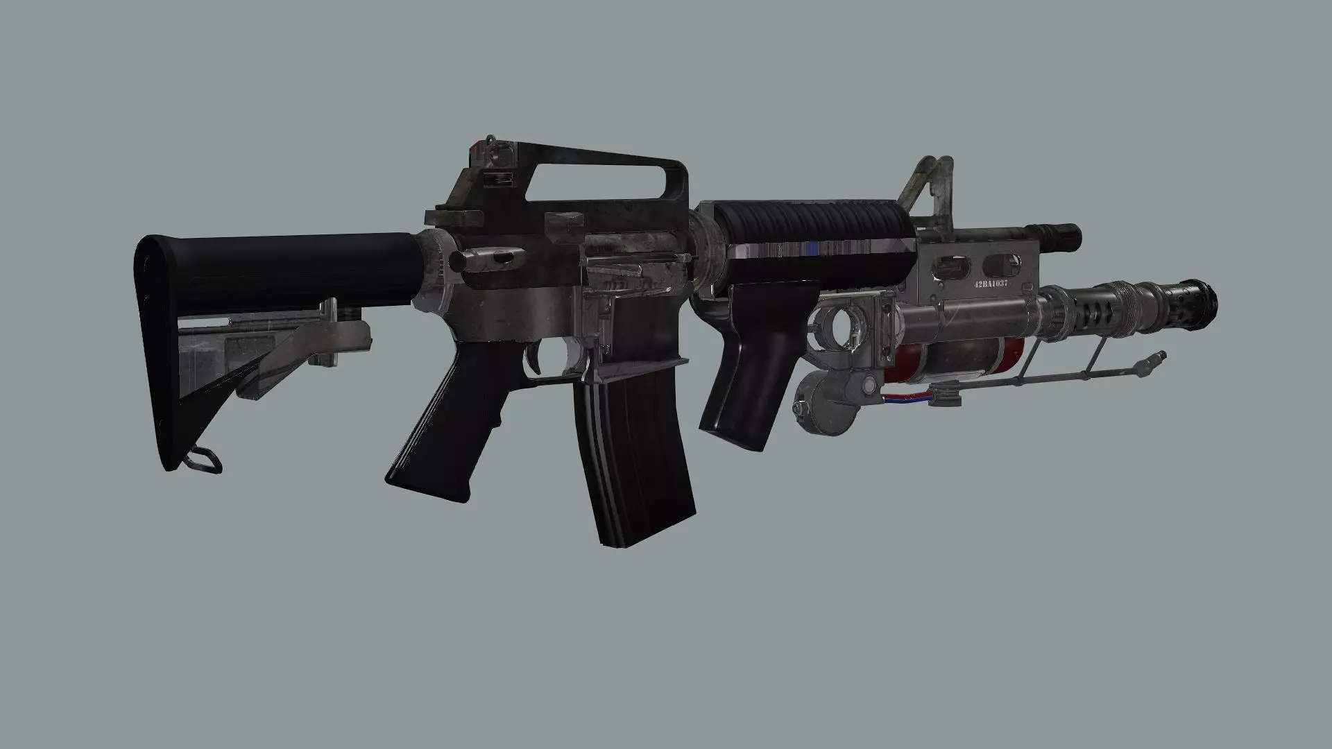 ARMA M4 Flamer Skeleton Mesh Low Poly 3D Model Low-poly 3D model_9