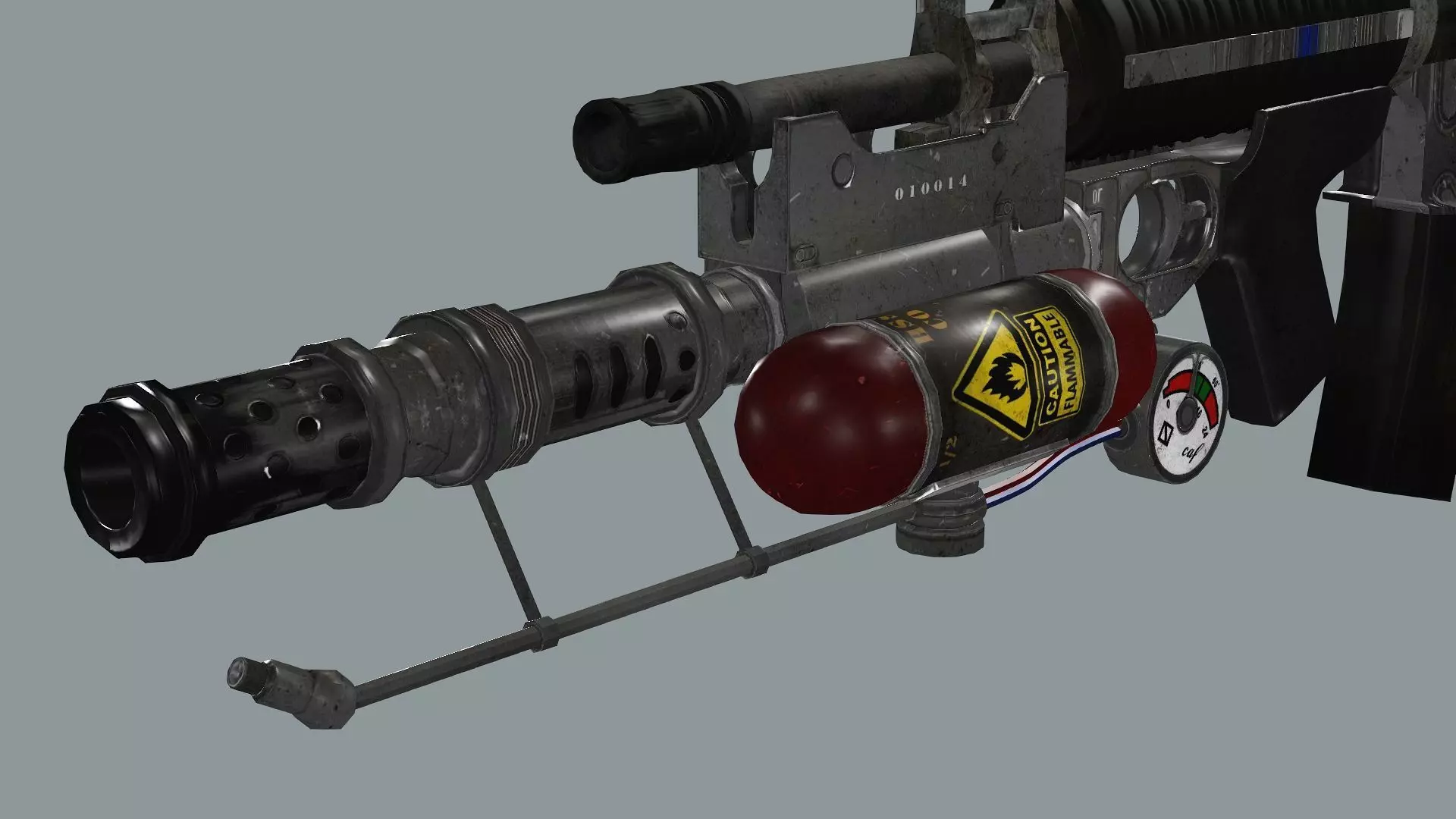 ARMA M4 Flamer Skeleton Mesh Low Poly 3D Model Low-poly 3D model_2