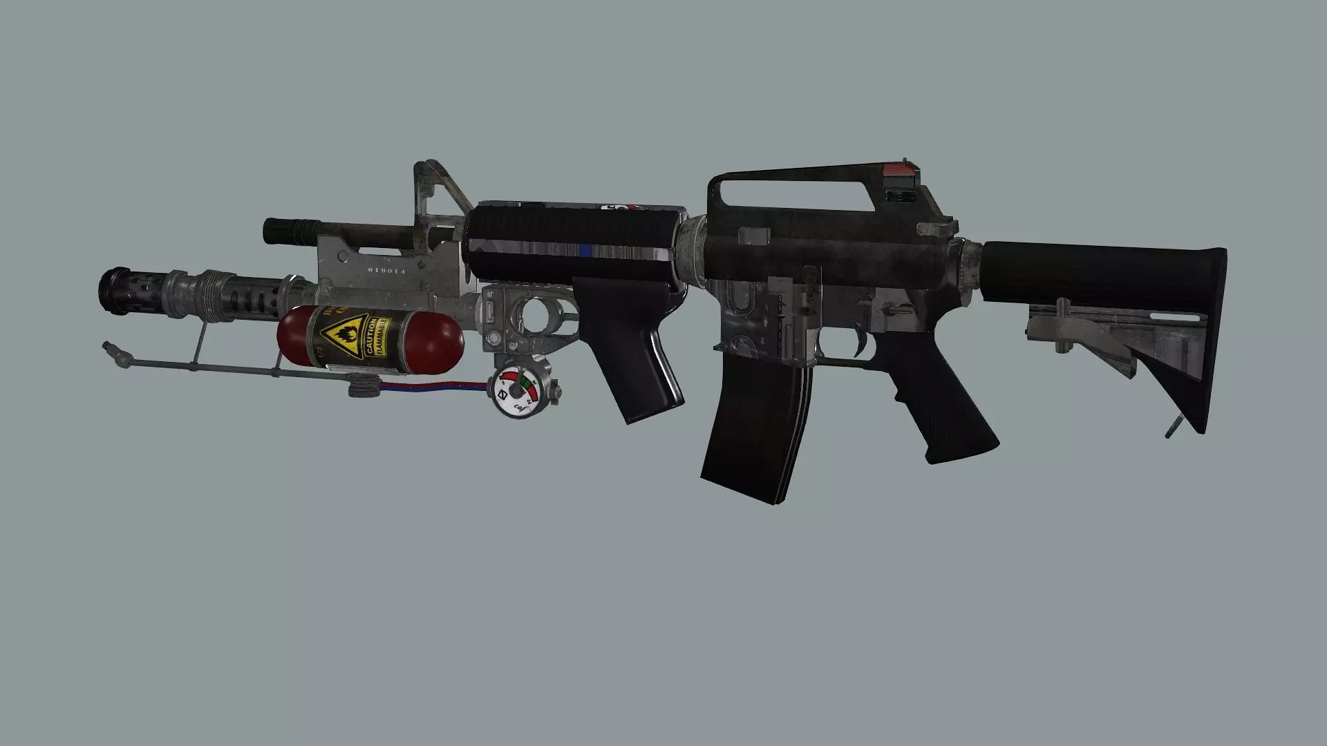 ARMA M4 Flamer Skeleton Mesh Low Poly 3D Model Low-poly 3D model_4