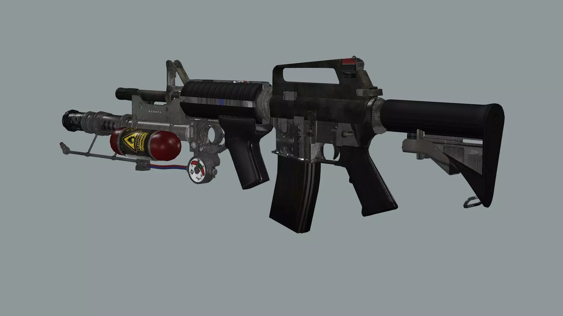 ARMA M4 Flamer Skeleton Mesh Low Poly 3D Model Low-poly 3D model_3