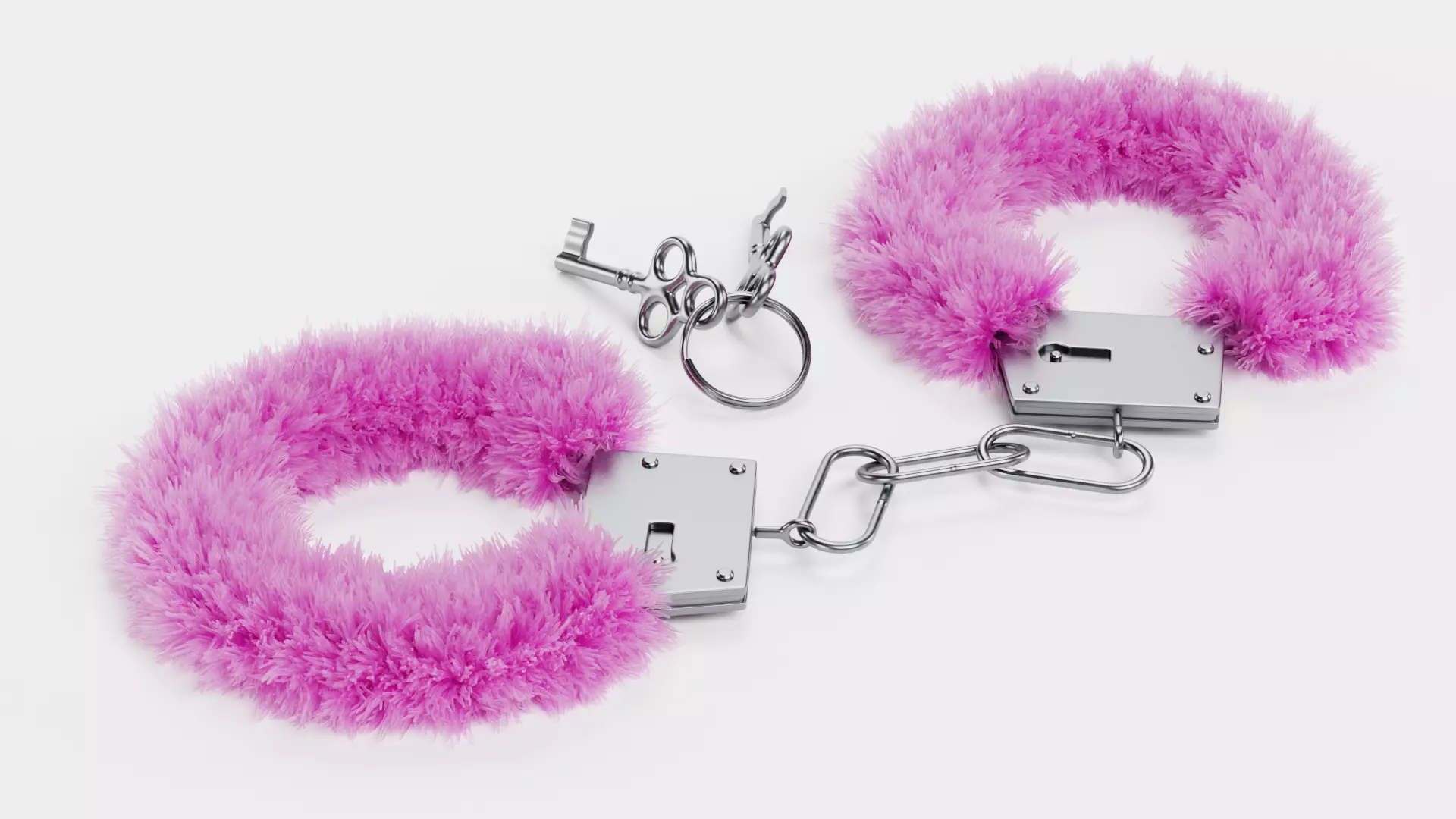 -Fluffy Handcuffs with Keys V1- 3D model_4