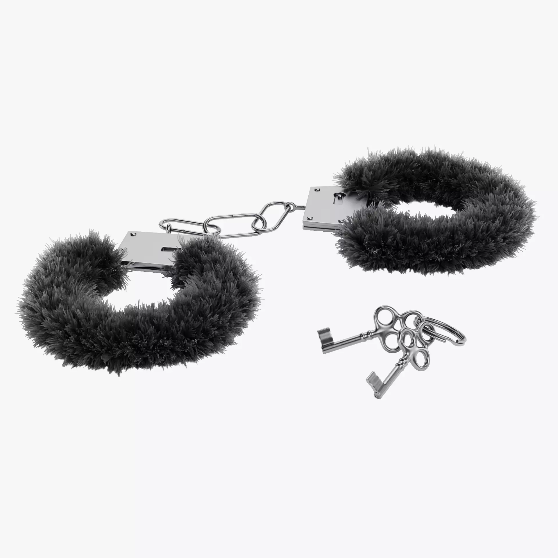 Fluffy Handcuffs with Keys V2 - Plush Cuffs with Locking Device 3D model