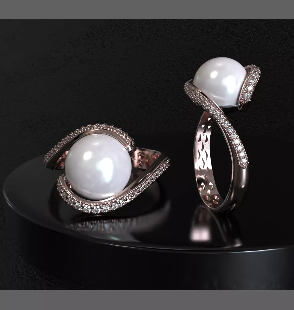 pearl ring 3D print model_0