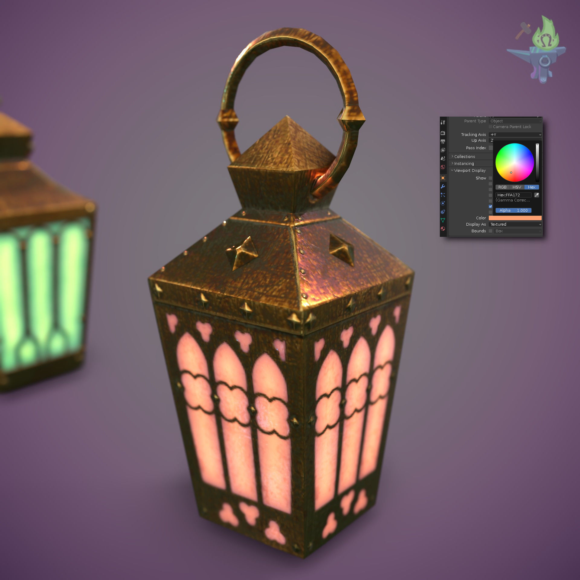 6 Hand Lanterns set Low-poly 3D model_2