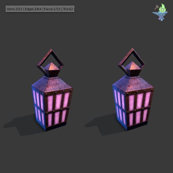 6 Hand Lanterns set Low-poly 3D model_10