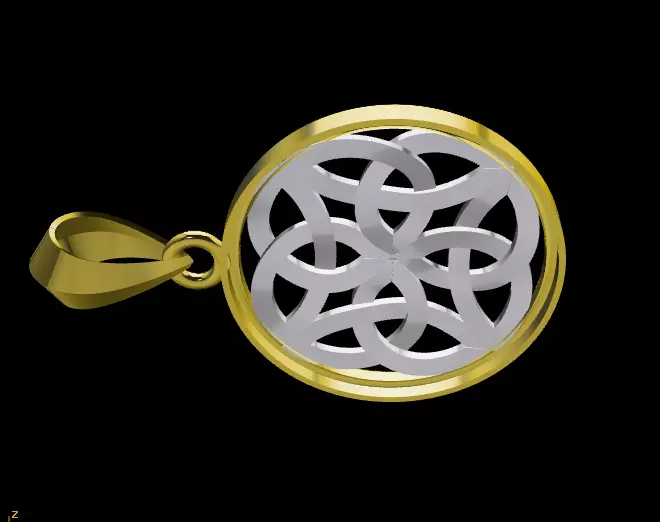 Geometric Gold Pendant 3D print model_7