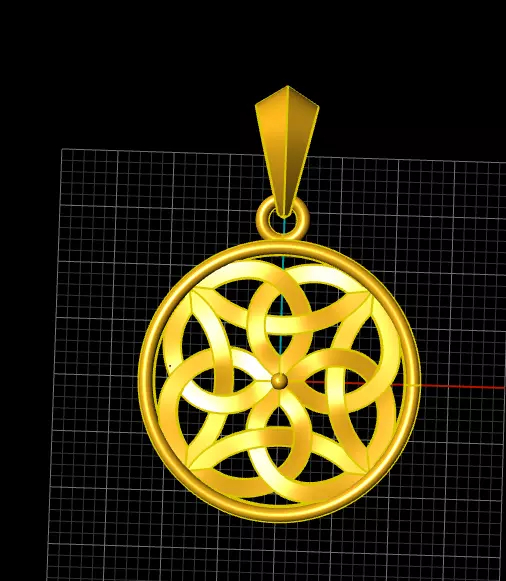 Geometric Gold Pendant 3D print model_2