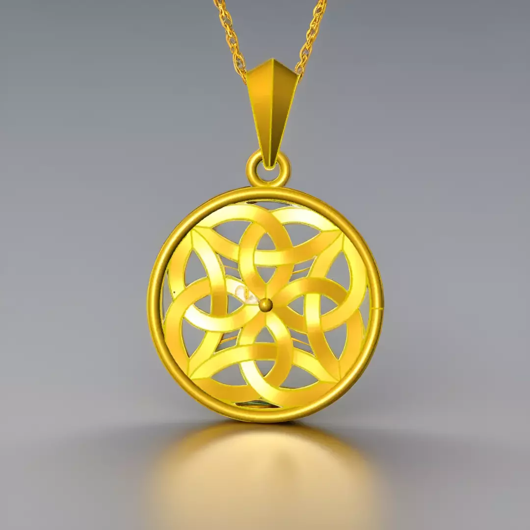 Geometric Gold Pendant 3D print model_0