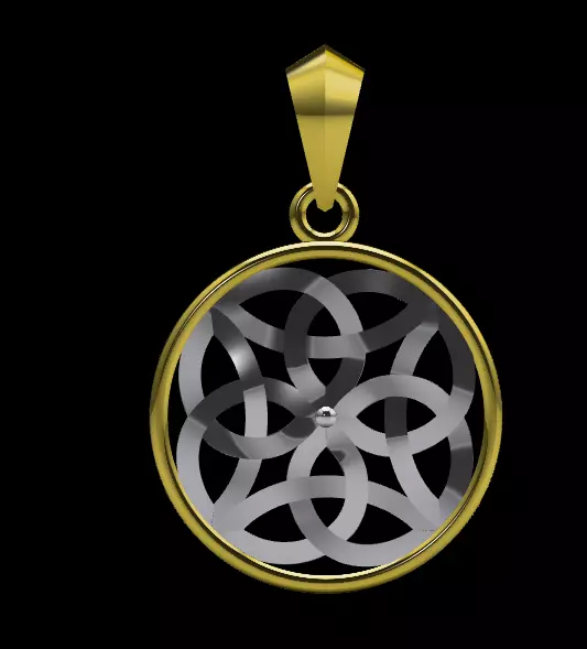 Geometric Gold Pendant 3D print model_4