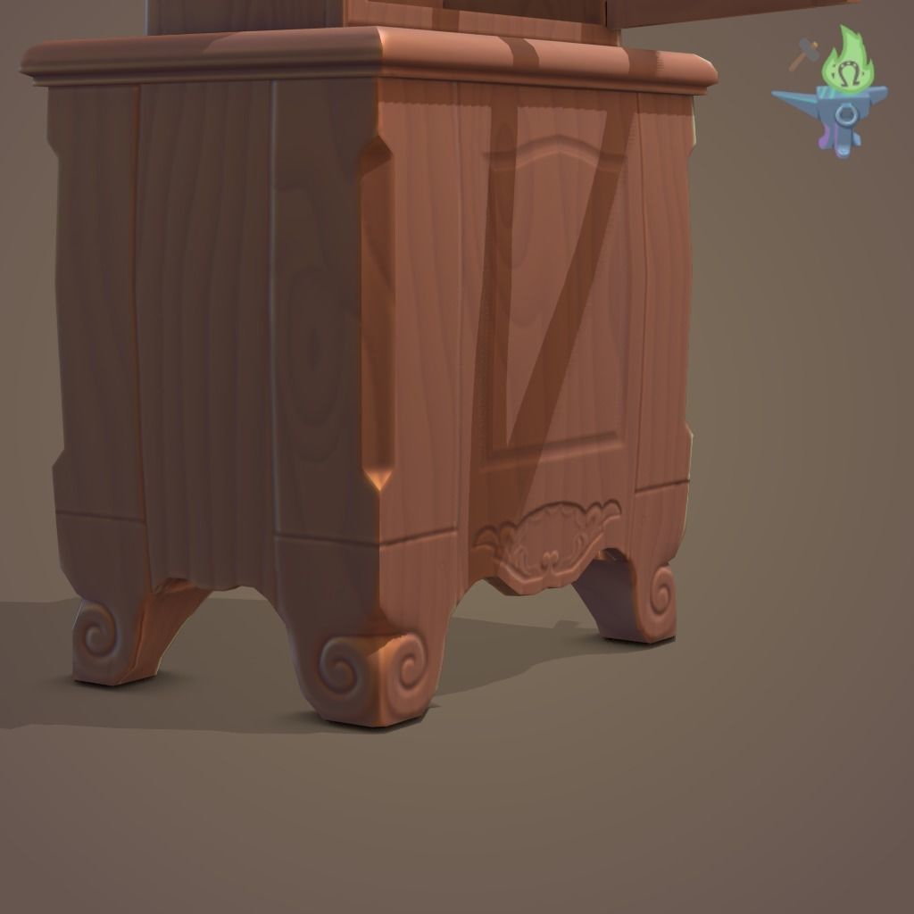 Old Clock Low-poly 3D model_7