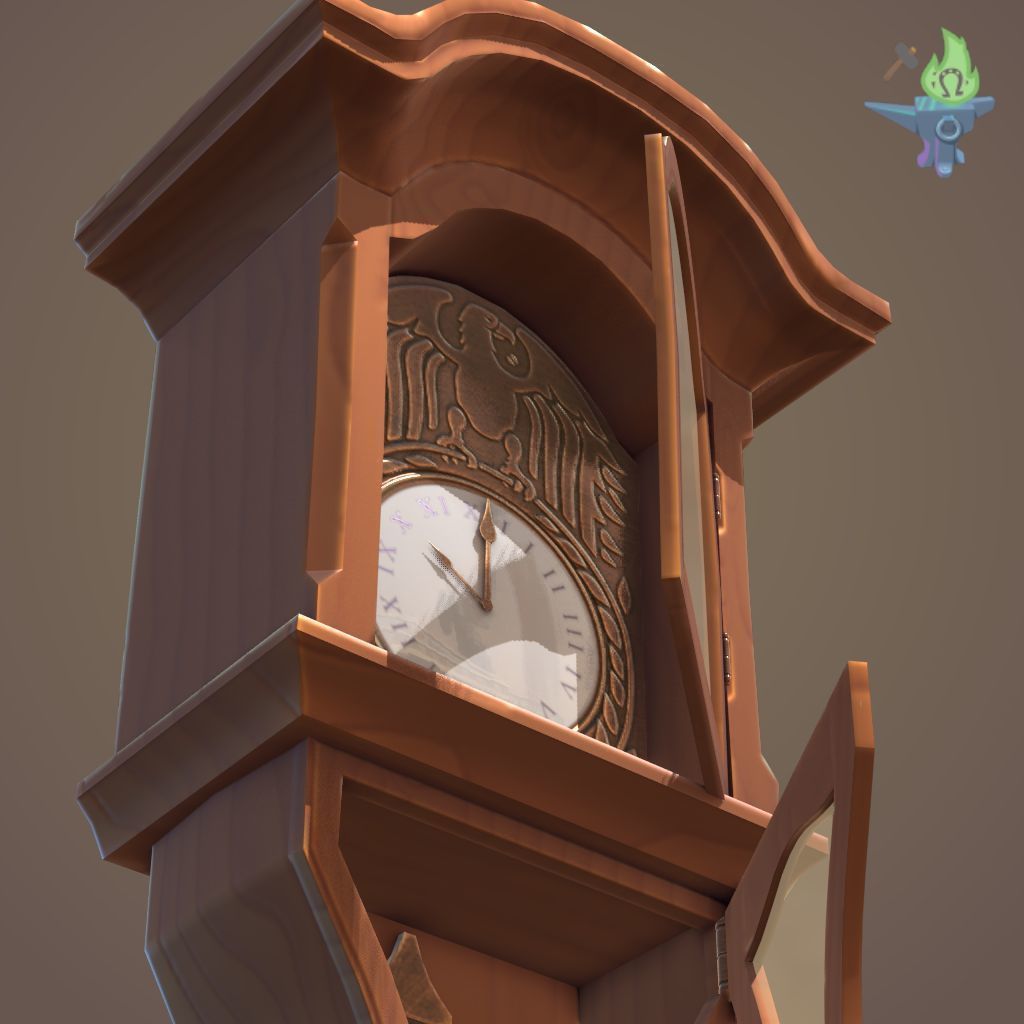 Old Clock Low-poly 3D model_8