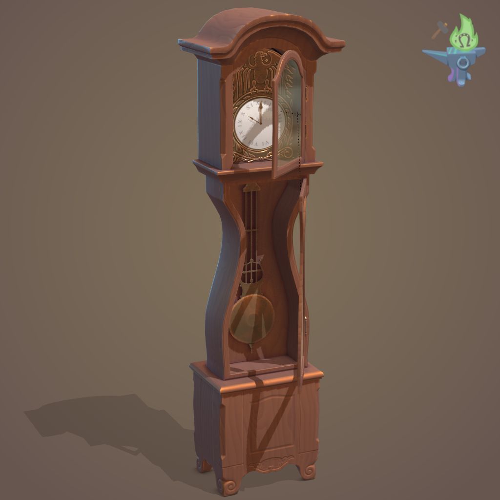 Old Clock Low-poly 3D model_2