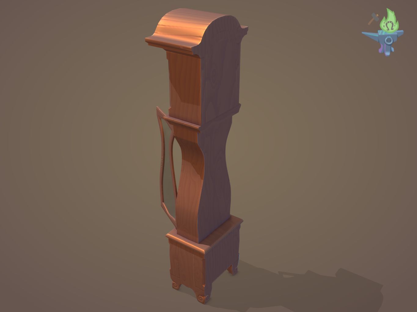 Old Clock Low-poly 3D model_19