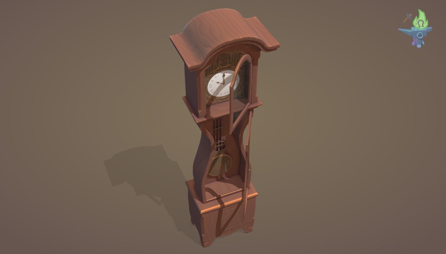 Old Clock Low-poly 3D model_13