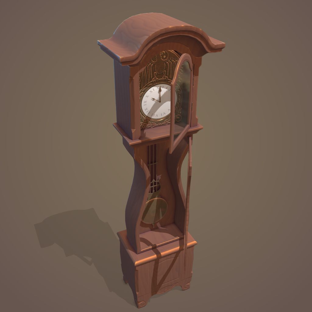 Old Clock Low-poly 3D model_20