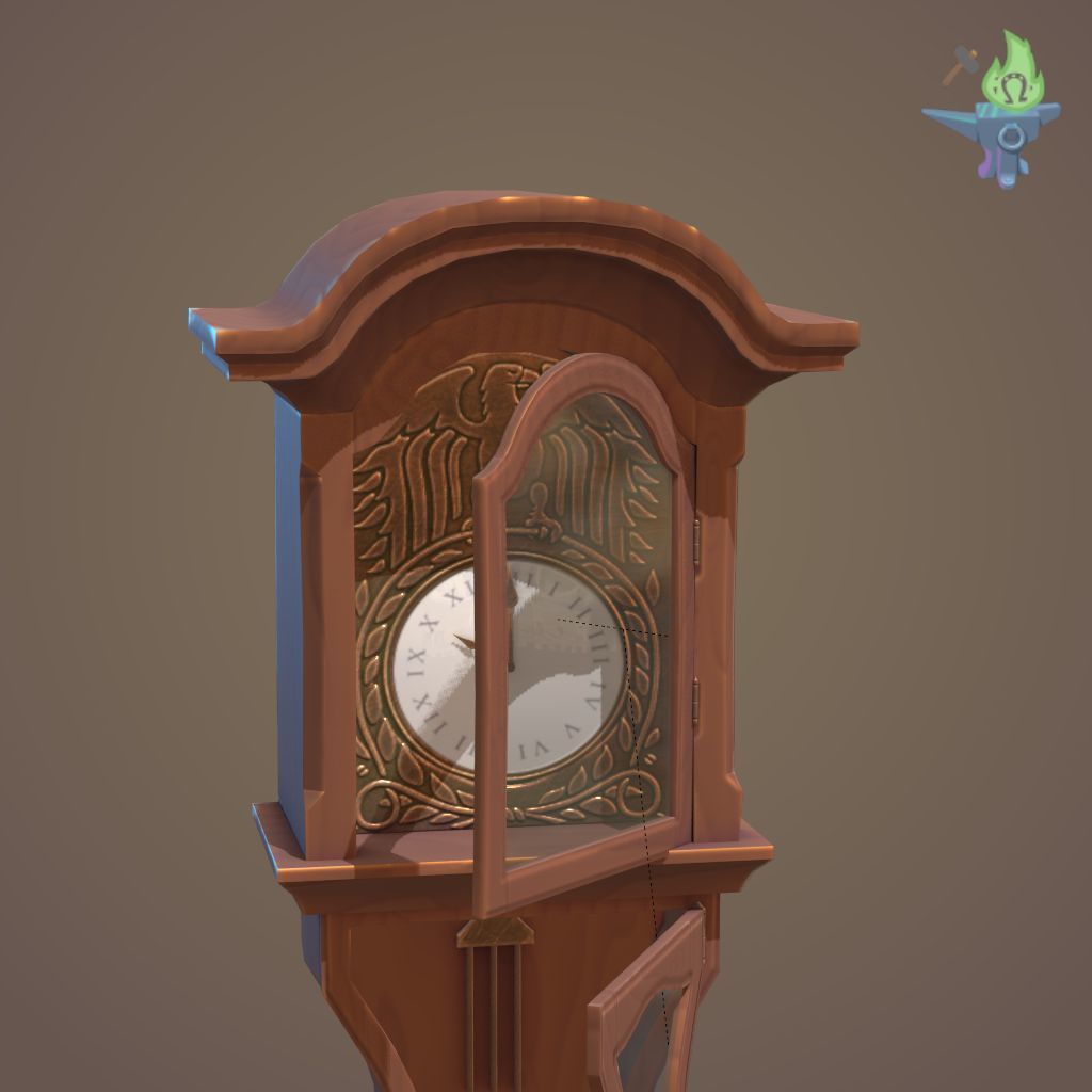 Old Clock Low-poly 3D model_3