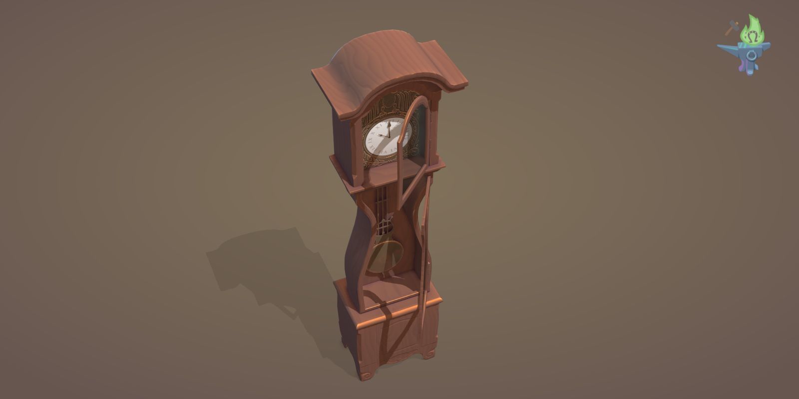 Old Clock Low-poly 3D model_16