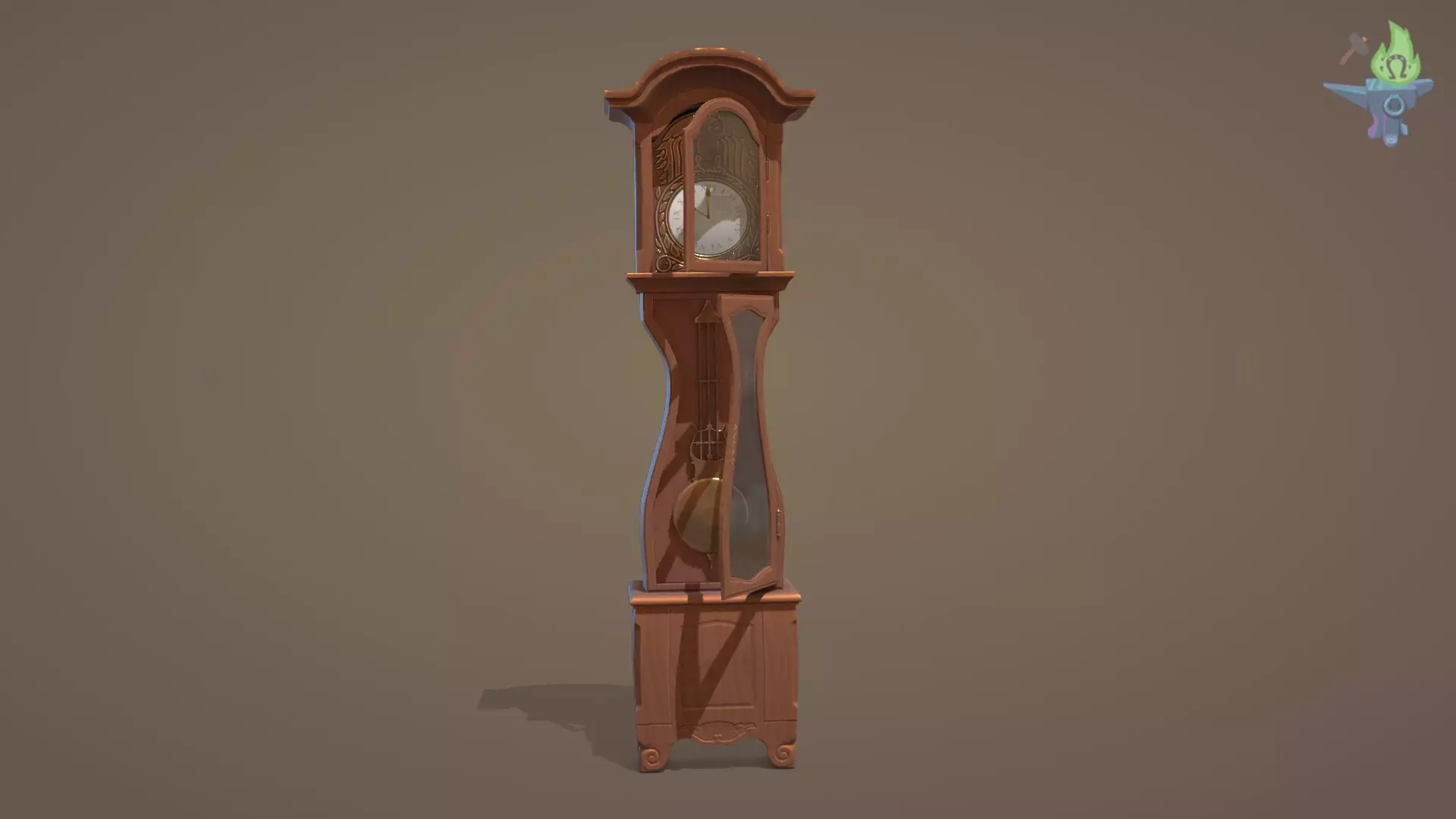 Old Clock Low-poly 3D model_0