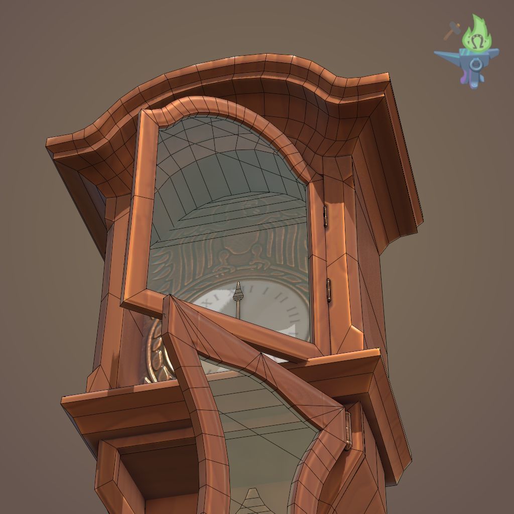 Old Clock Low-poly 3D model_12