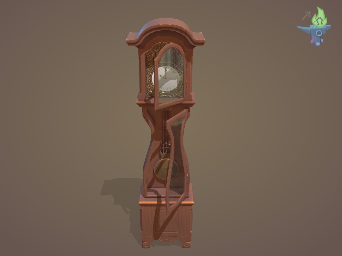 Old Clock Low-poly 3D model_17