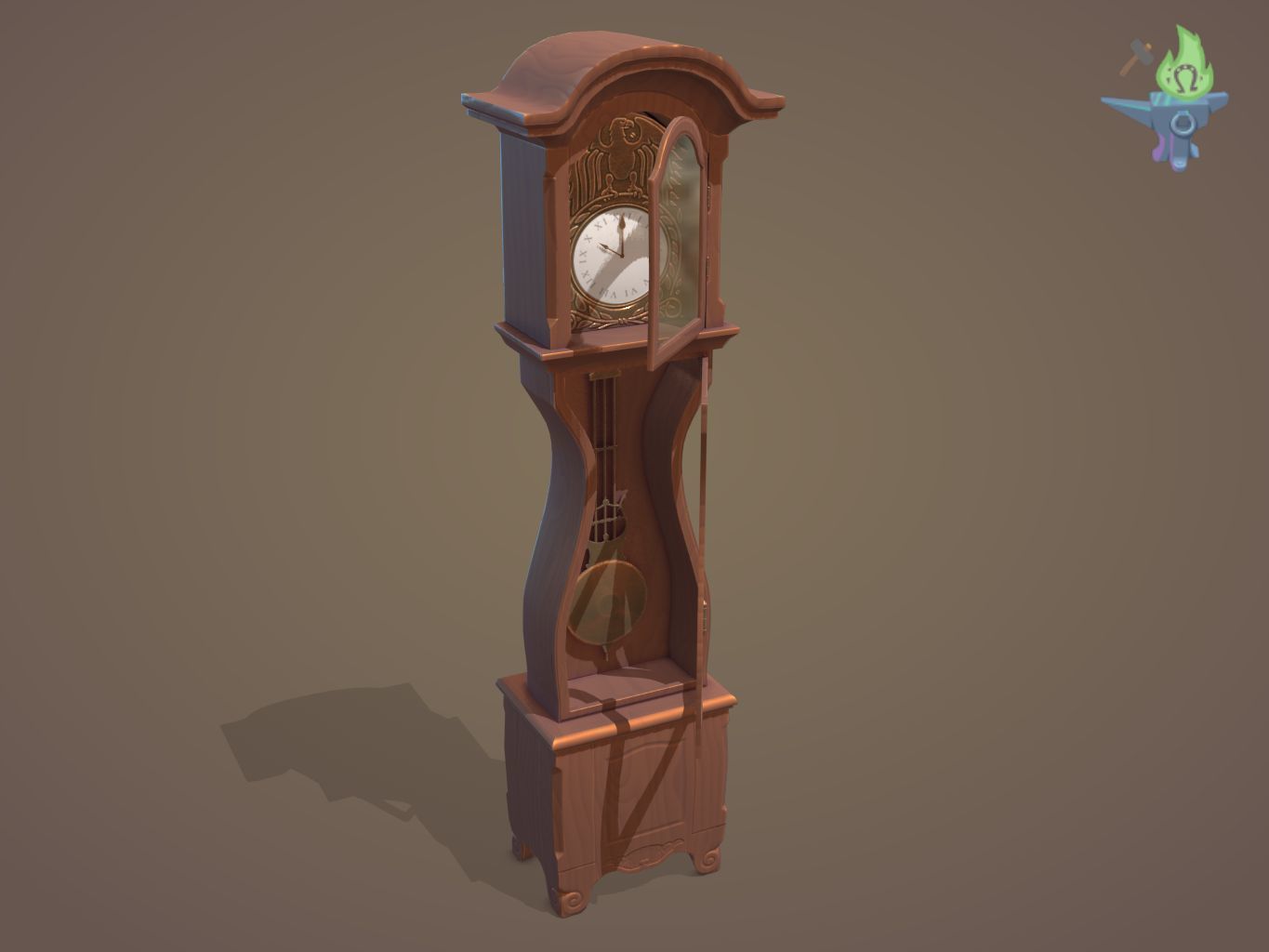 Old Clock Low-poly 3D model_1