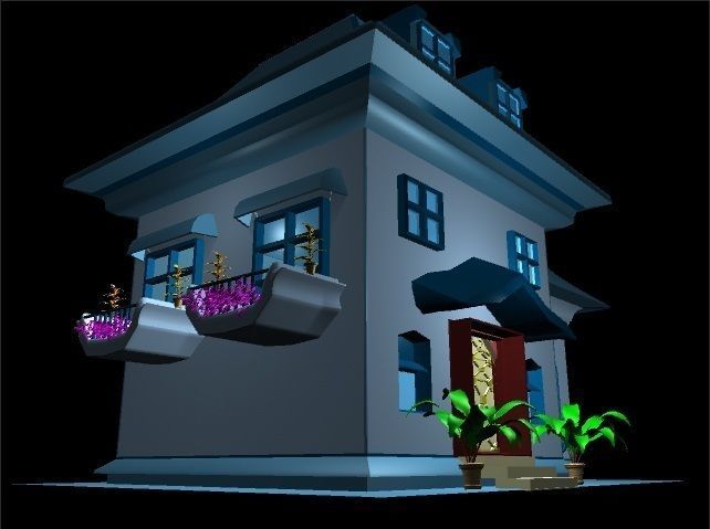 House at night 3D model_2