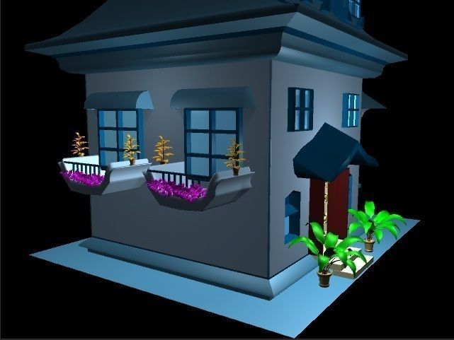 House at night 3D model_1