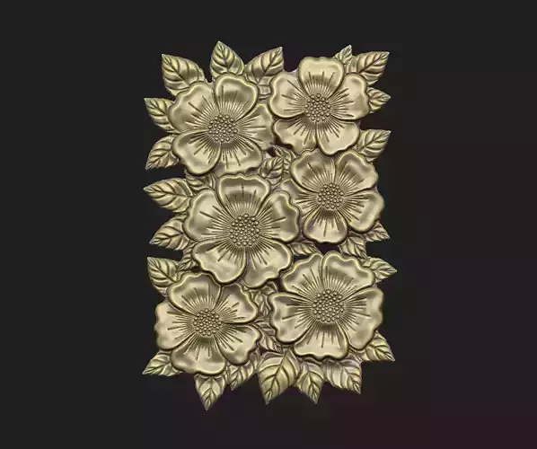 wild flower decor floral ornate cnc laser motif home wall relief