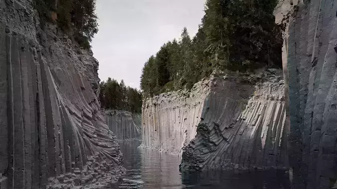 Basalt Cliff Rock Collection 3D Scanned Vulcanic Formations